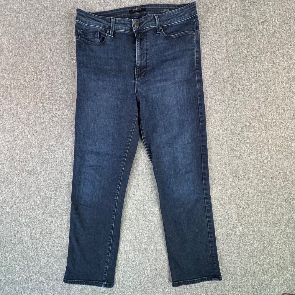 Fidelity Jeans Womens 30 Cher High Rise Slim Straight Empress Blue Made USA